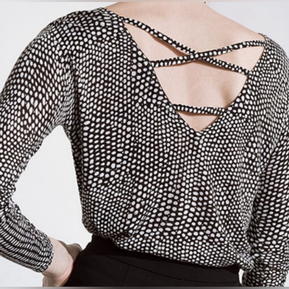 Kokun Polka Dotted Print Criss Cross Back Top Size XS - Picture 1 of 4